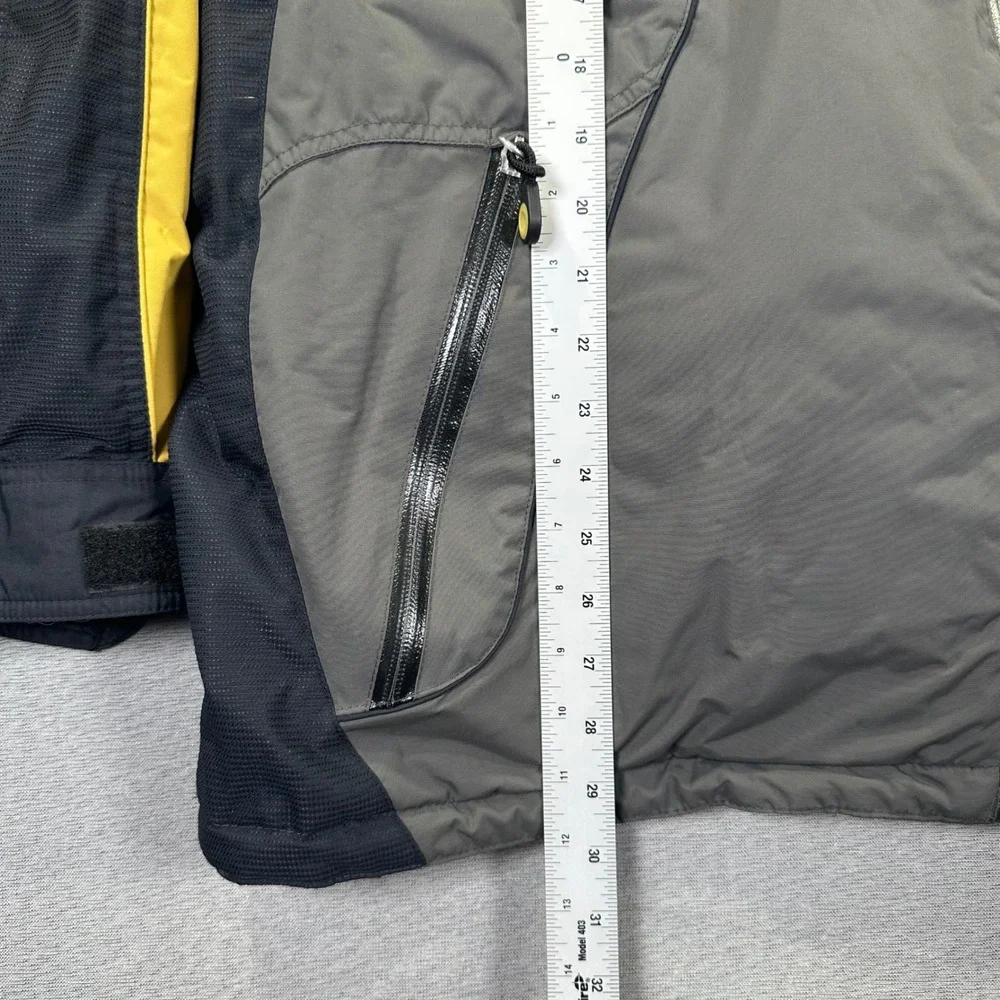 Obermeyer Mach 1 Speed Ski Jacket Mens XL Grey Black Yellow Waterproof Hooded